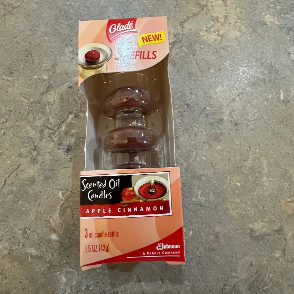 Glade Scented Oil Candle Refills Apple Cinnamon 3 Count 1.5oz Pack NEW